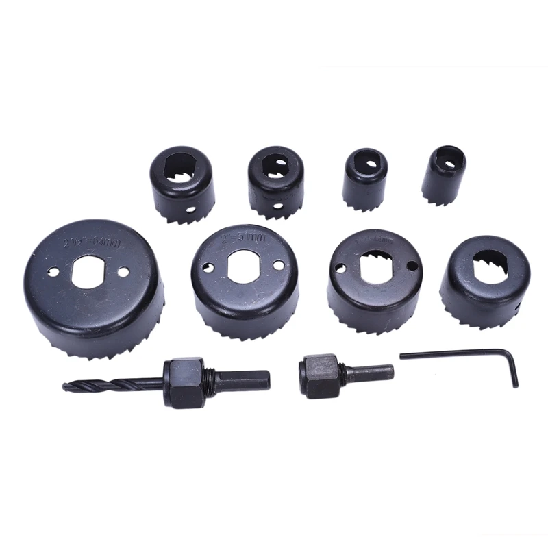 

8 Pcs Wood Alloy Iron Cutter Bimetal Hole Saw Drill Bit Kit with Hex Wrench Black
