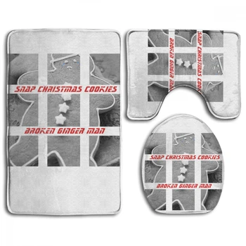 

CHARM HOME Snap Christmas Cookies Broken Ginger Man Bathroom Pad 3PCS/Set Toilet Seat Cover Anti-slip Bathroom Accessories
