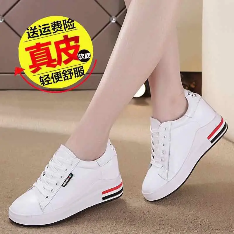 

Elevator White Shoes Women's 2019 Spring And Summer Breathable Korean-style Versatile Slanted Heel Thick Bottomed Platform Slimm