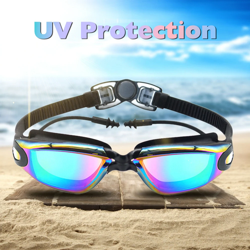 Многоцветные плавательные очки Регулируемые гальванические анти-УФ противотуманные очки для плавания для взрослых мужчин или женщин