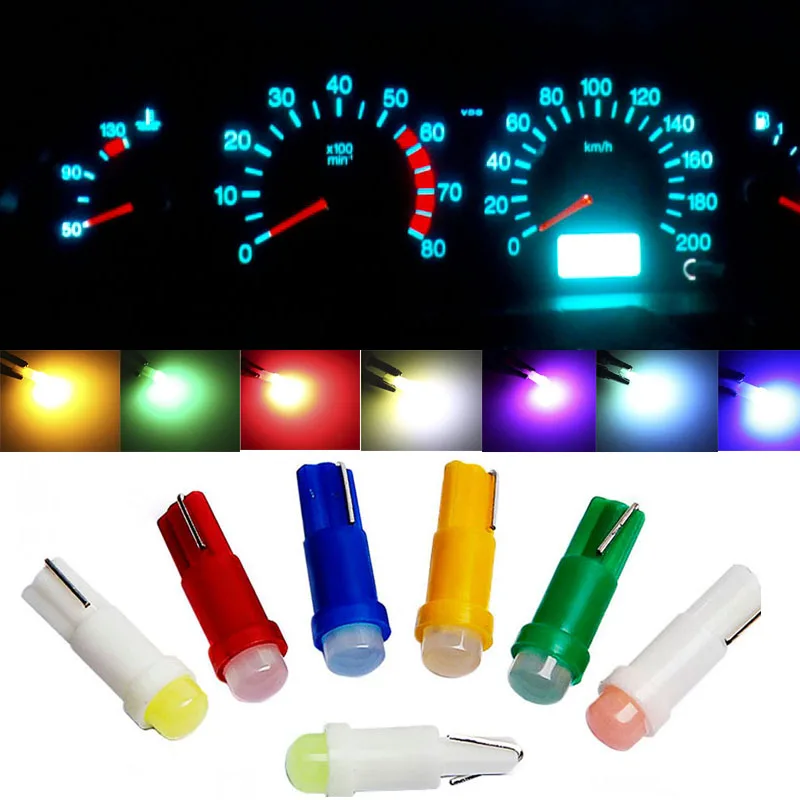 

10PCS T5 LED Lights W1.2W W3W LED Car Interior Light Auto Side Wedge Dashboard Gauge Instrument Lamp Bulb 4014 LED Super Bright