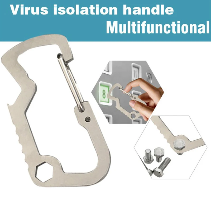 Portable Press Elevator Tool EDC Door Opener Hygiene Hand Antimicrobial Alloy Door Handle Key Metal Aluminum Alloy Electroplated