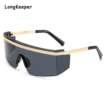 

New Oversized One-piece Sunglasses Women 2020 Square Anti-UV Goggle Sunglasses Men Luxury Brand Eyewear Travel Shades Oculos de