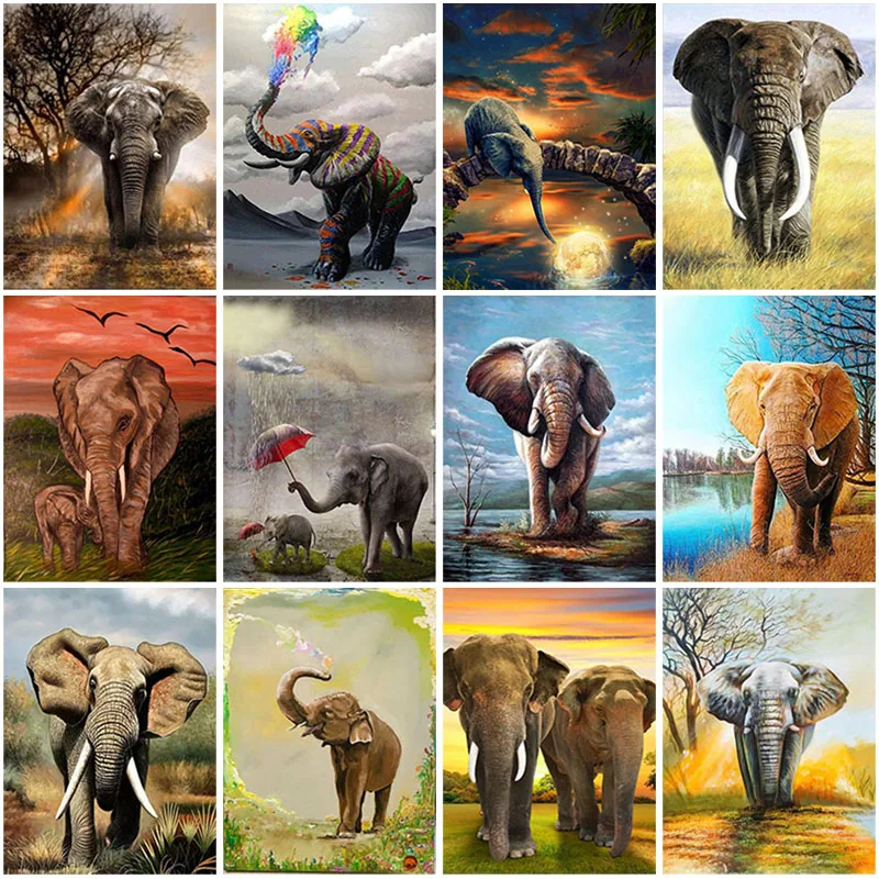 

DIY Elephant 5D Diamond Painting Full Round Drill Animal Diamond Embroidery Cross Stitch Kits Home Decor Christmas Gift