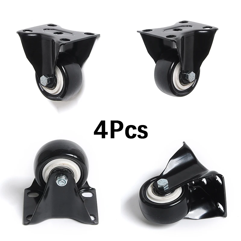 

4 Pack Heavy Duty PU Swivel Castor Wheels Trolley Furniture Caster Polyurethane