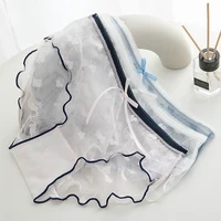 Culotte en dentelle transparente et Sexy pour femme, culotte taille basse, avec ruban, sous-vêtement féminin, L-XL 3