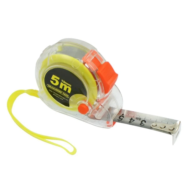 Promotion! Plastic Housing Self Retract Measure Tape Rule 5M Yellow Orange Clear | Инструменты