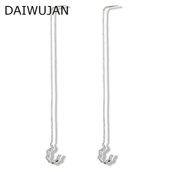 

DAIWUJAN 925 Sterling Silver Wave Ear Cuff Clip Earrings for Women Zircon Ear Line Pendientes Earrings Party Birthday Jewelry