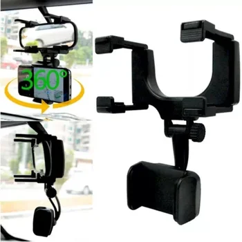 Universal 360 Rotatable Car Rearview Mirror Mount Stand Holder Stand Cradle For Cell Phone GPS Car