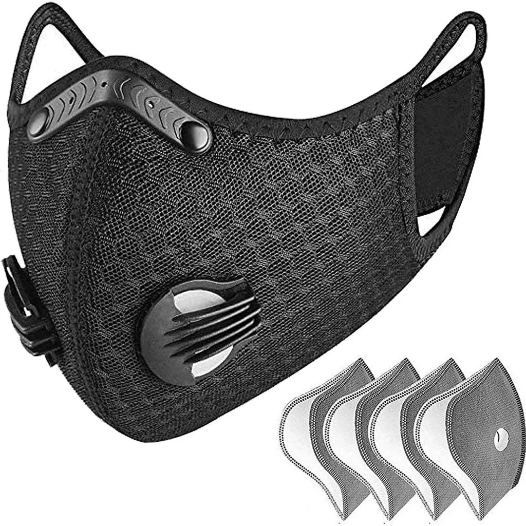 Face Mask Dust With 4 Filters Half Face Reusable Activated Carbon Dustproof Respirator Outdoor Motorcycle Riding