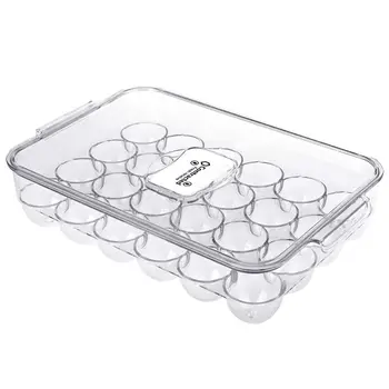 

24 Eggs Holder for Refrigerator, Plastic Egg Containers Organizer for Fridge Kitchen Countertop