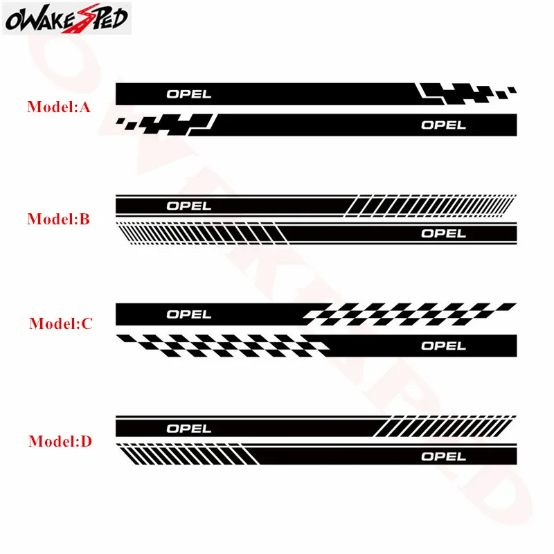 2 шт., автомобильные наклейки s Body, декоративные наклейки на дверь, боковые полосы, наклейки на юбку для Opel Astra H K J, авто модифицированные аксессуары, наклейки