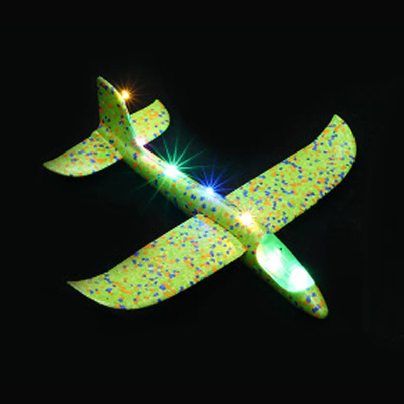 35 см детские игрушки «сделай сам» ручной бросок летающий самолет s пена модель аэроплана вечерние светится в темноте Летающий Plane Самолет игрушки для детей - Цвет: 35cm All Lamp Green