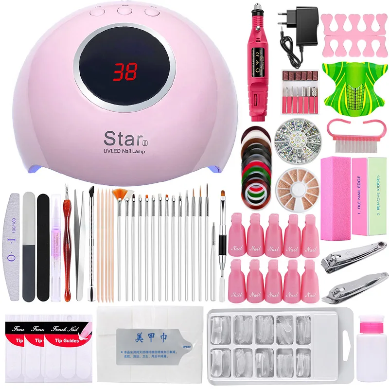 

Manicure Set 36W UV LED Lamp Dryer Nail Set Poly Gel Polish Brush Pedicure Electric Nail Drill Machine File Nail Art Tools Kit