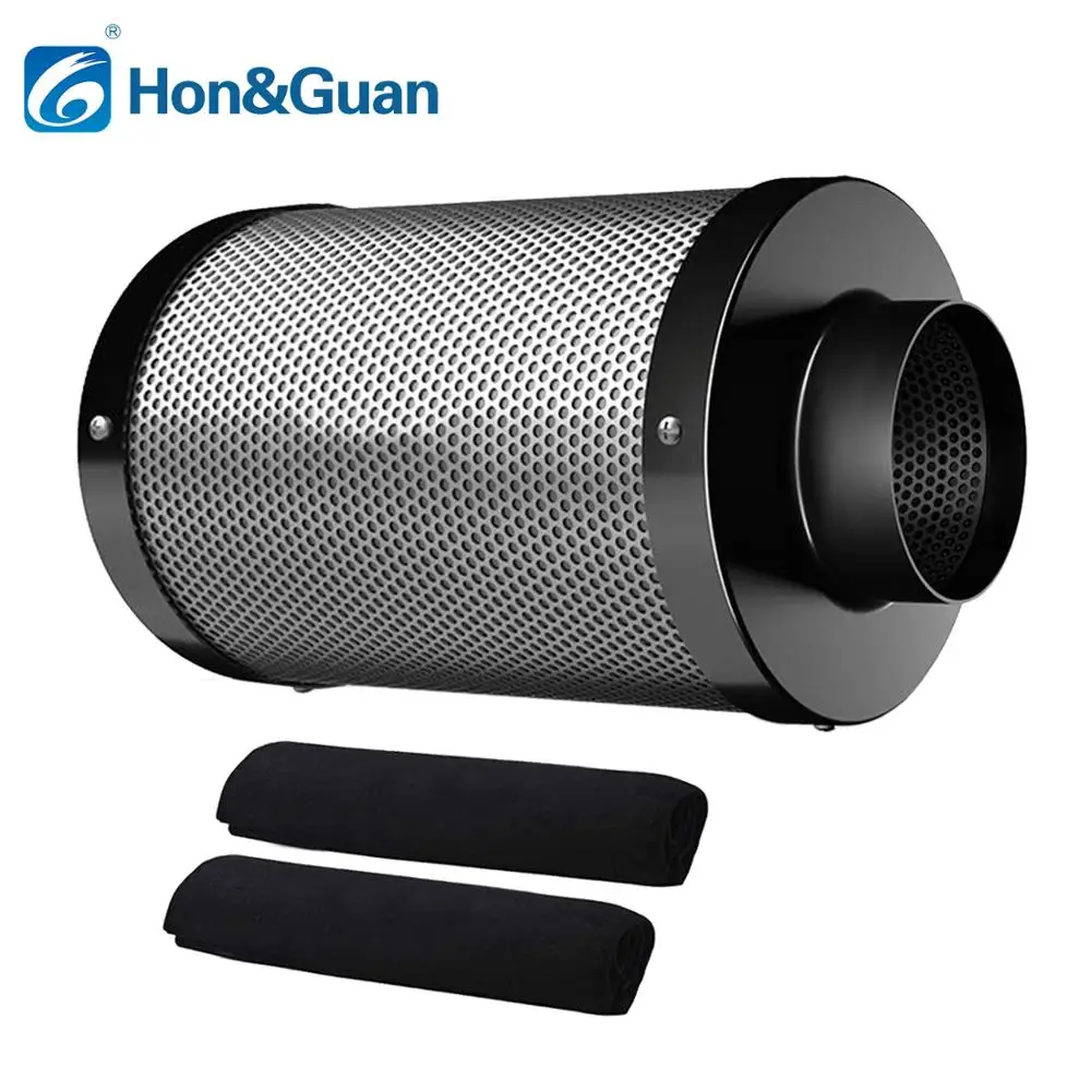 Hon&Guan 4'' 6'' Air Purifier with Cotton Activated Carbon Filter for Hydroponics Greenhouse