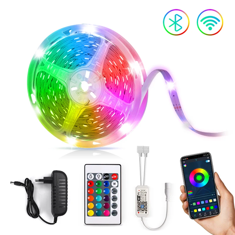 Гибкая светодиодная ленсветильник 5050 SMD с Wi-Fi Bluetooth 24K/44K и адаптером | Лампы