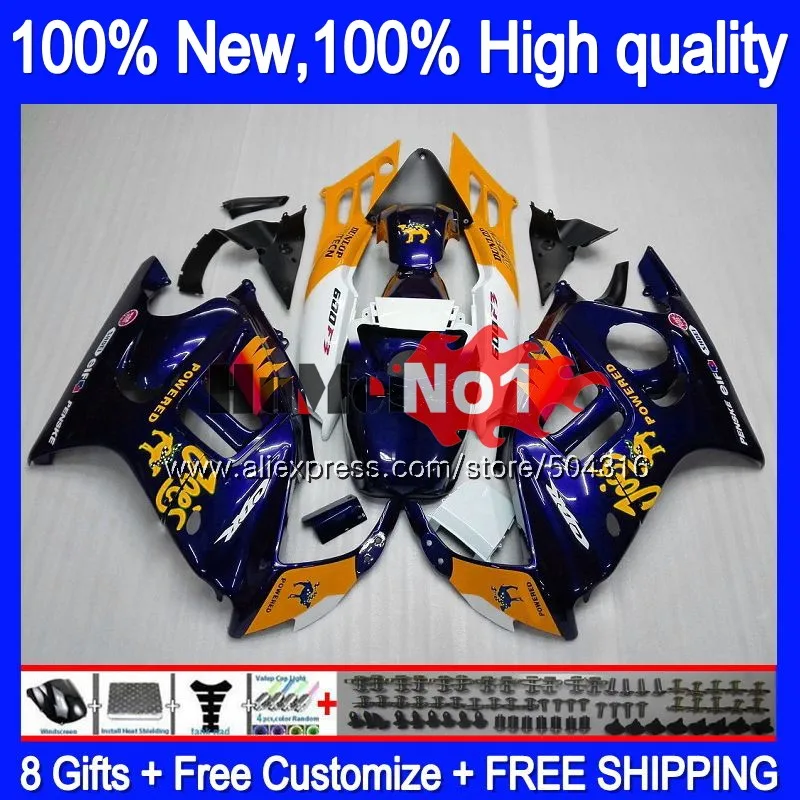Корпус+ майка для HONDA CBR600 F2 FS 1991 1992 1993 1994 1MC. 280 CBR 600F2 600 F2 CBR600FS CBR600F2 91 92 93 94 обтекатель, бежевый, синий