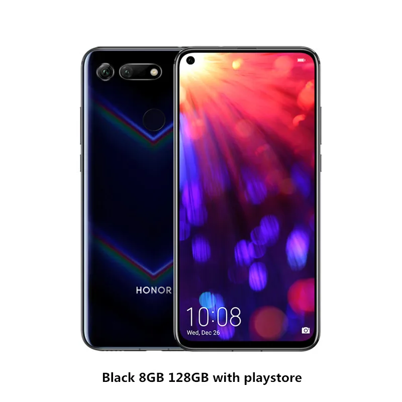 Honor V20 View 20 смартфон 6," Fullview 4000mAh SuperCharge Kirin 980 Android 9 45MP OTG NFC мобильные телефоны - Цвет: Black 8G128G with P