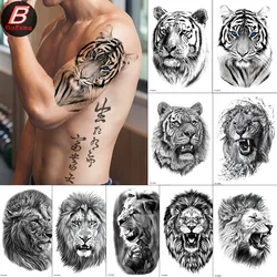 Tiger Symbol Of 2022 Body Tattoo Stickers Waterproof Longlasting Lion Animal Men Temporary Tattoo Sticker Dropshipping