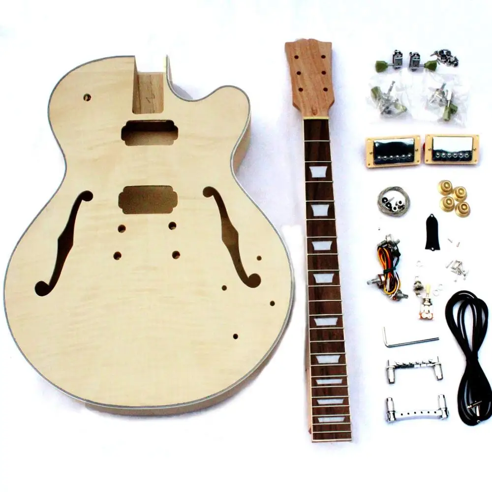 PROJECT SEMI HOLLOW DIY ELECTRIC GUITAR KIT WITH ALL ACCESSORIES BY CNC
