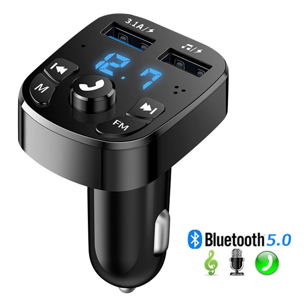 Bluetooth 5.0 Car Charger Dual USB Kit FM Transmitter Audio MP3 Player autoradio Handsfree 3.1A 12-24V For iPhone Samsung | Автомобили и