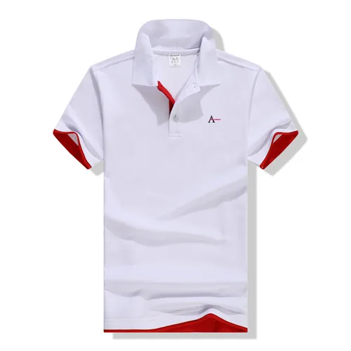 Новинка, мужская рубашка-поло, брендовая одежда, новая мужская рубашка поло, деловая и повседневная однотонная мужская рубашка - Цвет: white red(1)