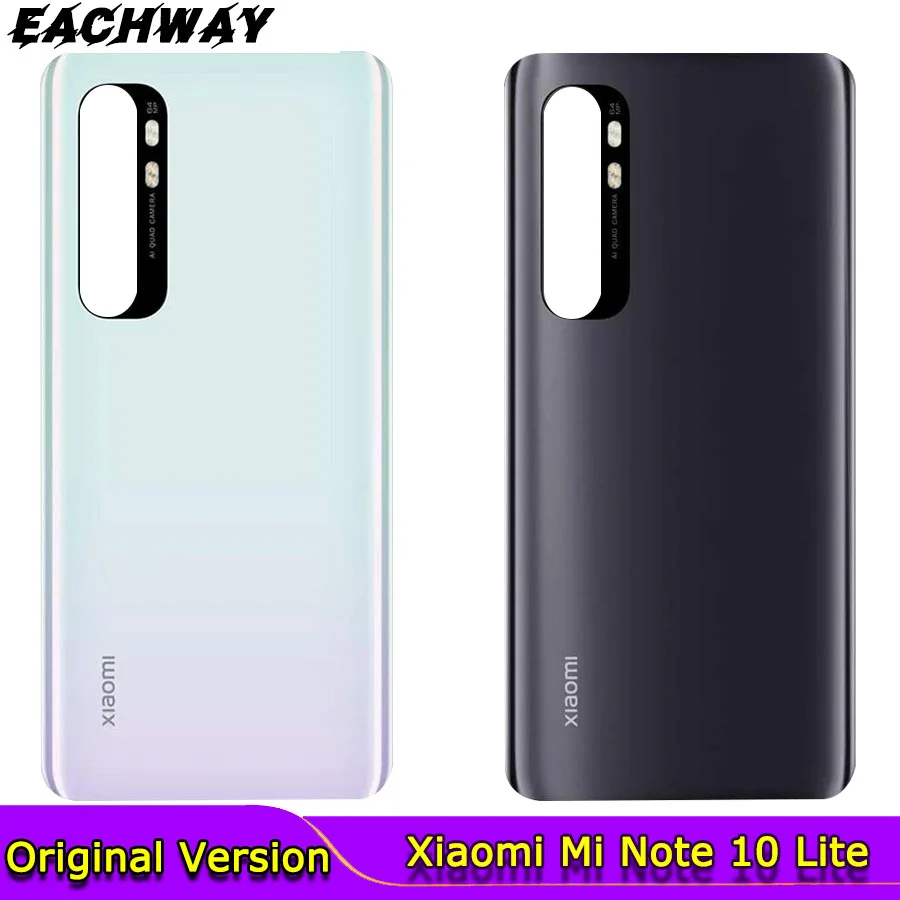 Задняя крышка батарейного отсека для Xiaomi Mi Note 10 Lite стеклянная панель черная