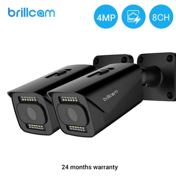 

Brillcam(Pack of 2) 4MP HD Dual LED Bullet IP Camera with 2.8mm Len PoE IP67 Weatherproof Micro SD Recording Built in Microphone