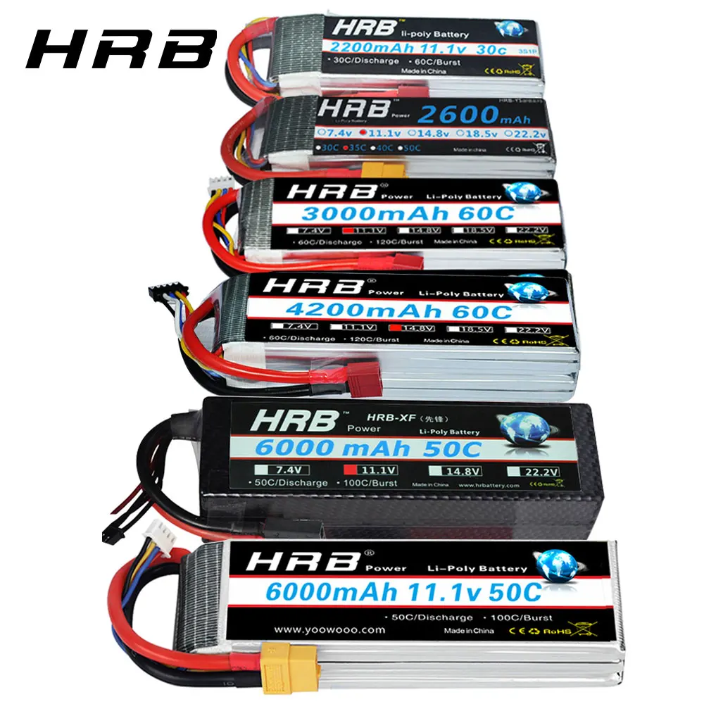 HRB RC Lipo Battery 2S 3S 4S 6S 11 1 v 2200mah 22 2 6000mah 1300mah 1500mah 2600mah 3300mah 4000mah 4200mah|Детали и аксессуары| |