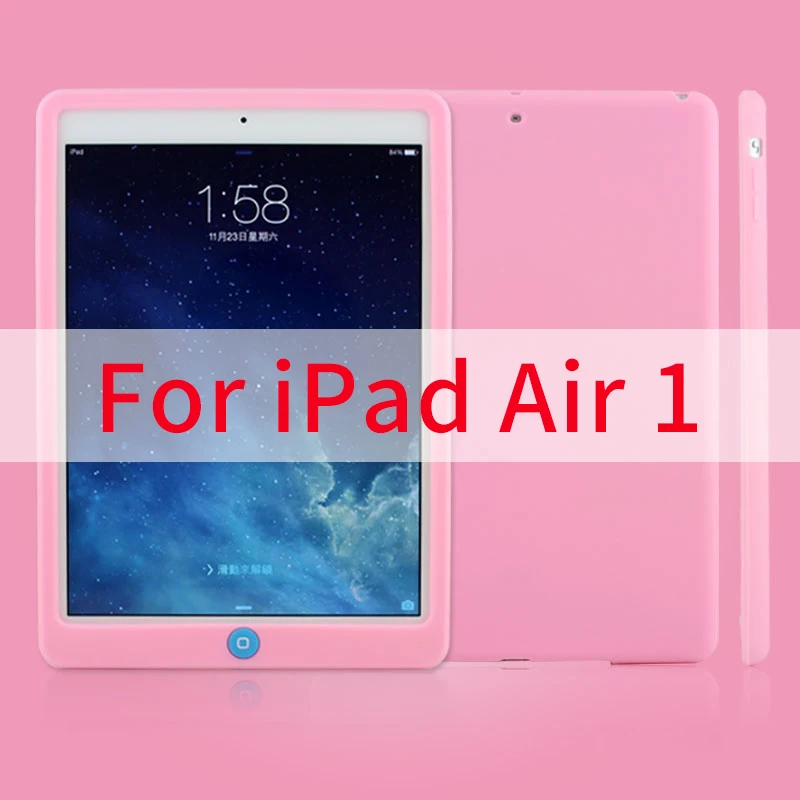 Детский Ударопрочный силиконовый чехол для iPad Air 1 air 2, мягкая силиконовая прочная задняя крышка для iPad 5 6 9,7 дюймов, чехол для планшета - Цвет: Air 1 Pink