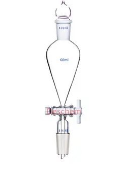 

60ml,24/40,Lab Pyriform Separatory Funnel,PTFE Stopcock,Ground Joints