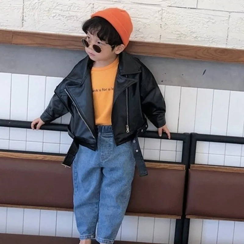 New Boy Coats Leather Kids Jackets Children Outerwear Spring AutumnBBT1042
