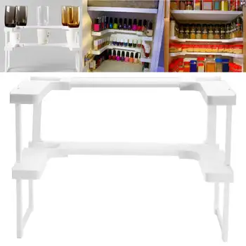 

2 Layers Kitchen Cabinet Cupboard Organizer Adjustable Kitchen Storage Shelf Spice Rack Countertop Organizer Cabinet Storage