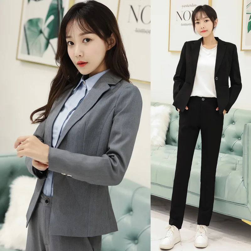

Thick Fabric Autumn And Winter Waist Hugging Slimming Suit + Trousers Two-Piece Set Workwear