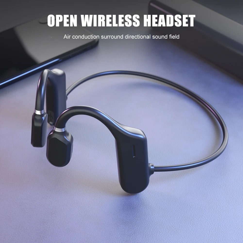 Bluetooth Bone Conduction Headphone Stereo Handsfree Wireless Ear Hook Headset with Microphone for Cycling Outdoor Sport