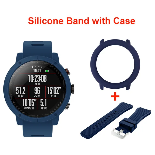 add blue case strap Huami Amazfit Stratos 2 Смарт часы мужские 5ATM водонепроницаемые с gps часы PPG пульсометр - Цвет: add blue case strap