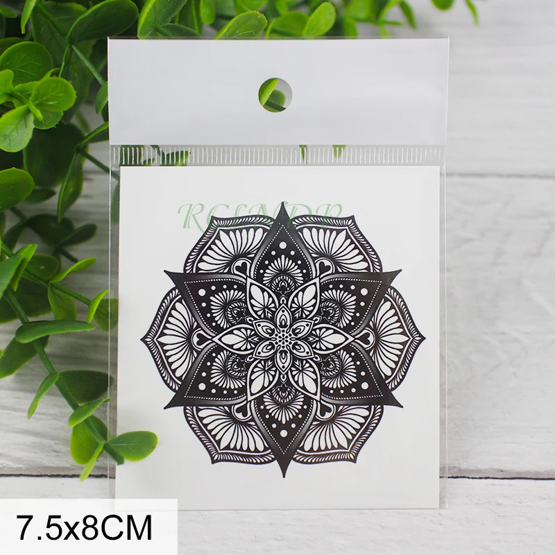 Waterproof Temporary Tattoo Sticker hanna Mandala flower black Fake Tatto Flash small art hand foot arm Tatoo For Men Women | Красота и