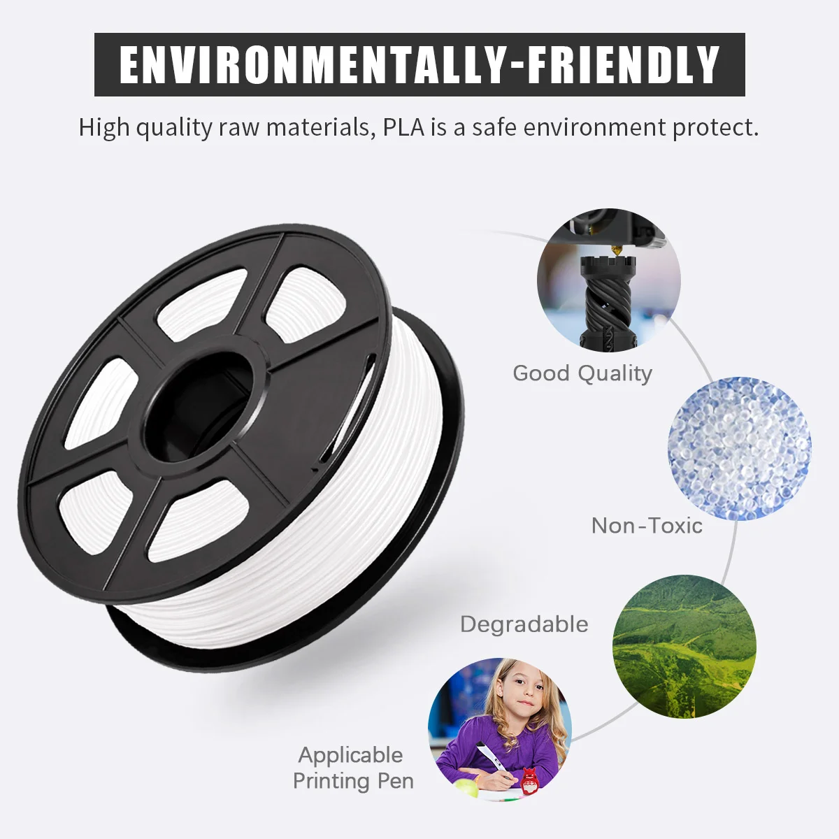 AW PLA 1.75mm 1kg Tolerance +/-0.02mm Filament Environmentally Friendly Non-toxic 100% No Bubble for FDM 3D Printer Materials