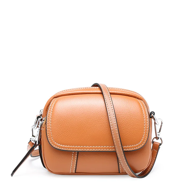 Сумка-мессенджер из натуральной воловьей кожи, женская сумка, модная Роскошная брендовая дизайнерская черная сумка через плечо, женская сумочка - Цвет: brown