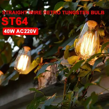 

E27 W-Filament Bulb Edison Light Bulb Glass Incandescent Bulbs Tungsten Filament Warm White Droplight Lamp Transparent