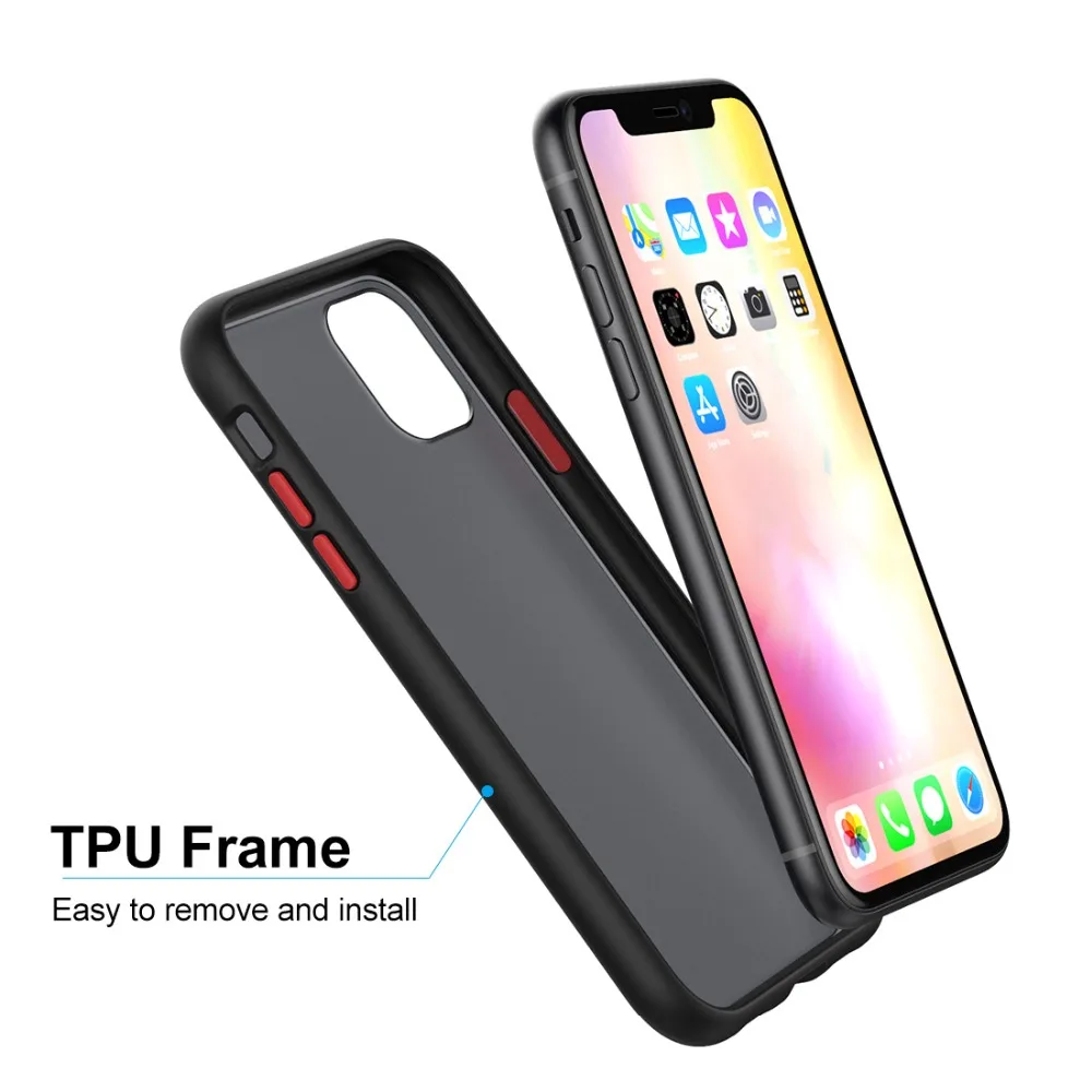 Высококачественный чехол для iPhone 11 Матовый задняя панель ТПУ Рамка защитный чехол для телефона iPhone 11 6,1 дюймов