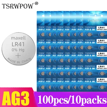 

TSRWPOW 100PCS/10PACKS AG3 G3A L736 192 LR41 392 Lithium Battery 1.55V Cell Coin Lithium Battery Batteries AG3 For Watch Toys