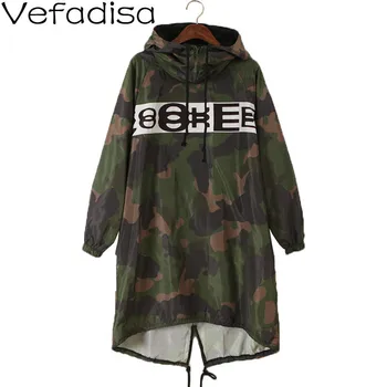 

Vefadisa Camouflage Long Sleeve Dress Woman 2020 Spring Letter Print Hooded Dress Irregular Straight Dress Loose QYF1417