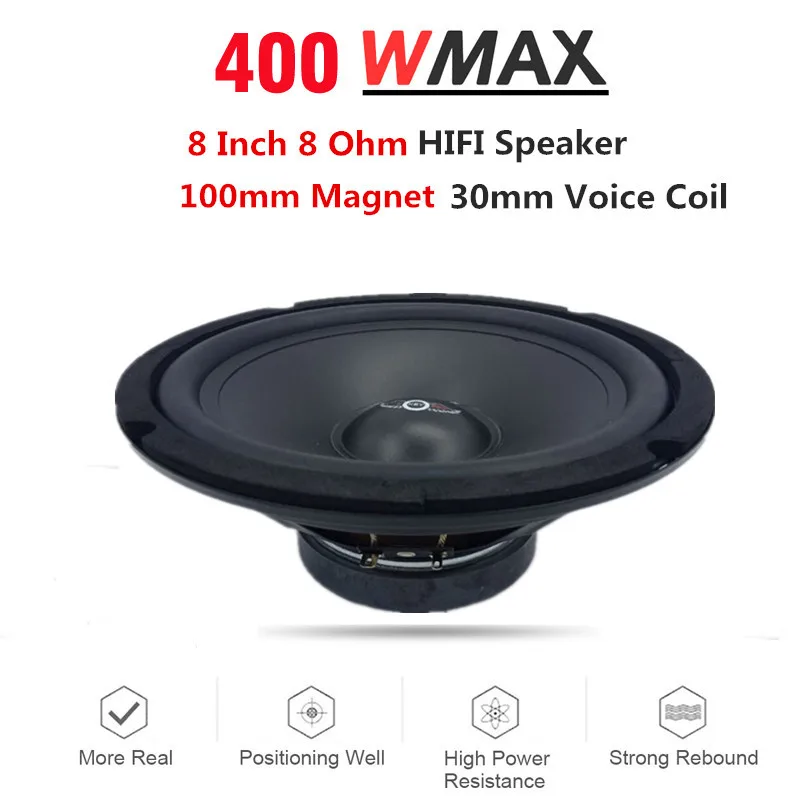 Полнодиапазонный динамик HiFi 8 дюймов Ом 400 Вт средний кинотеатр Karaok аудио громкие