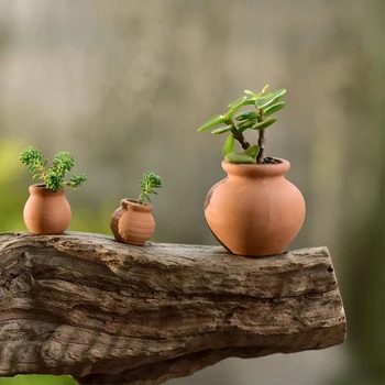

2pcs Mini Ceramic Clay Flower Plant Pots Container For Planter Home Craft Decor DIY handicrafts Home wedding decoration