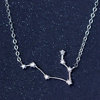 New Design 12 Constellations 925 Sterling Silver Fashion Zircon Women's Necklaces Gorgeous Jewelry Clavicular Chain - Цвет камня: Gemini