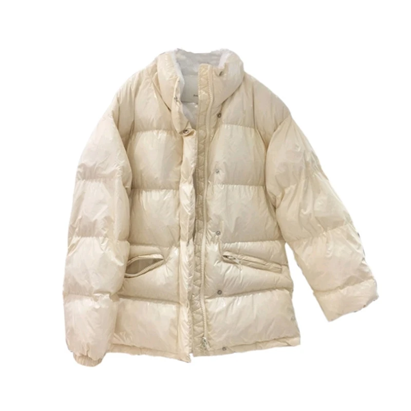 Женский зимний пуховик, новинка, верхняя одежда, пальто для женщин, для девушек, чистый, длинный, Повседневный, на молнии, теплый пуховик, парка, брендовая - Цвет: Short White