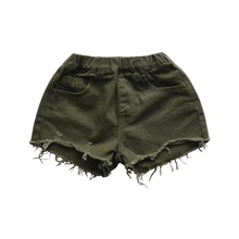 Kid Summer Solid Sweet Shorts Girls Fashion Cotton Tassel Shorts Children Classic Elastic Waist Loose Soft Shorts AA60412