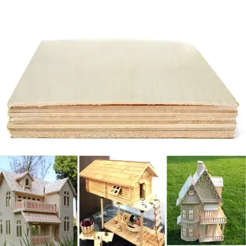 

5Pcs Wooden Plate Model Balsa Wood DIY House Ship Aircraft Light 100x100x1.5mm