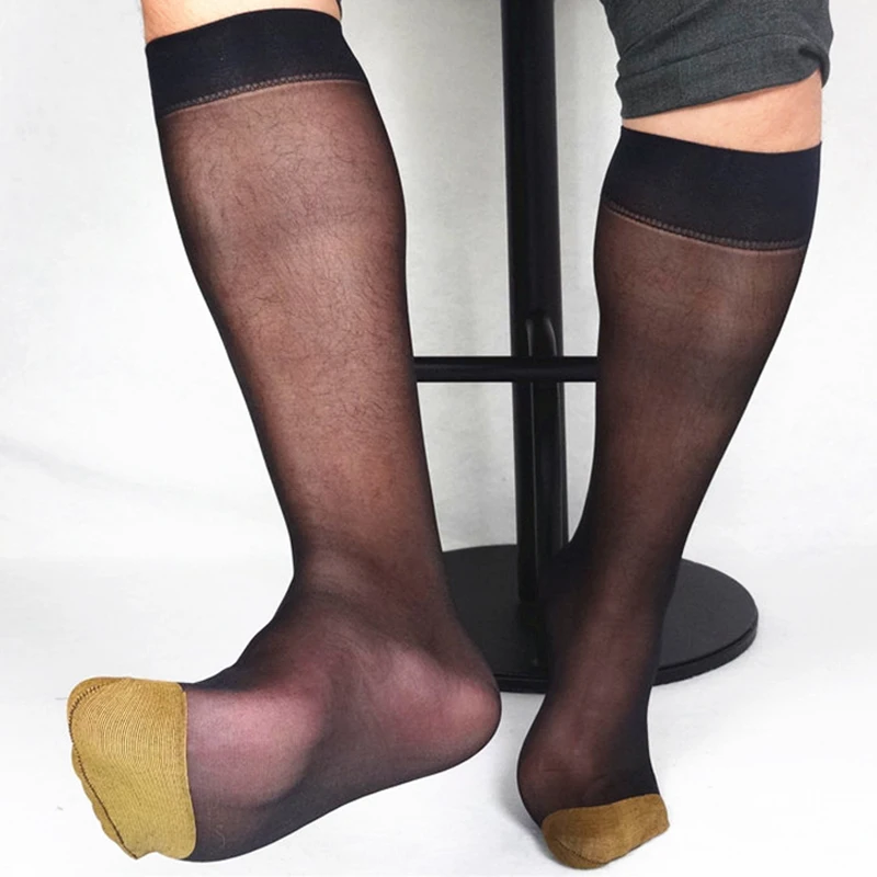 1 пара черных, золотых, синих мужских просвечиваемых носков в полоску с широким носком шелковые высокие тонкие дышащие носки сексуальный мягкий Блейзер конверт для детской коляски